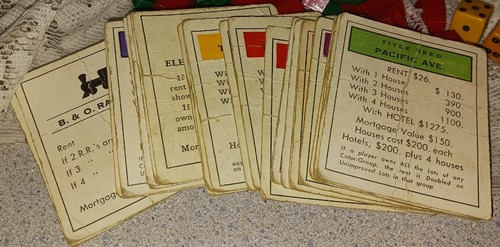 Vintage Rare 1936 Monopoly Game Pieces~ Tokens Cards Deeds Money Houses Hotels - Picture 5 of 5