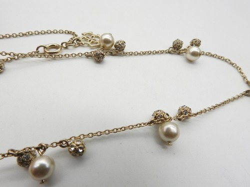 Collar de cadena con cuentas de diamantes de imitación transparentes de perlas de imitación blancas firmadas por Ann Taylor de colección - Imagen 5 de 5