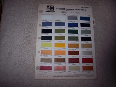 1973 CHEVROLET EXTERIOR R-M PAINT CHIP COLOR CHART   #297