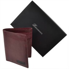 Mens Leather Compact Shirt Wallet by Renaissance Gift Boxed Credit Cards Bur...