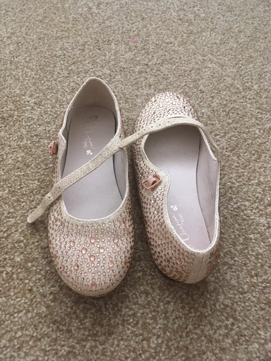 Girls Next Rose Gold Jewelled Buckle Flat Shoes. Size 3uk. Worn Once