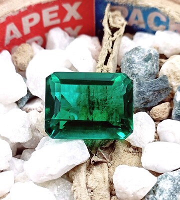 Faceted Gemstones Hydrothermal Lab Emerald Zambia Green Color