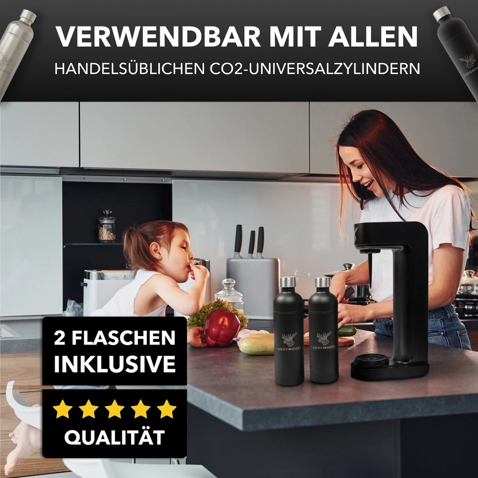 Luckymoose® Infinity Wassersprudler mit 2x 1,25L Edelstahlflaschen - Bild 4 von 4