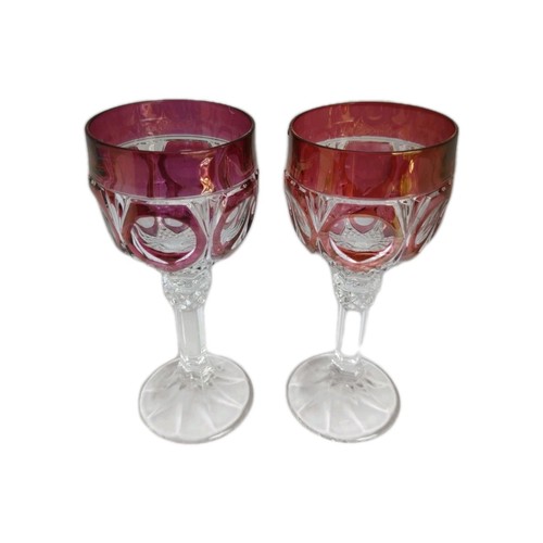 2 Ersatz Weinkelch Glas Napoleon Rubinrot Schliff Klar Kristall Cordial 7" - Bild 2 von 13