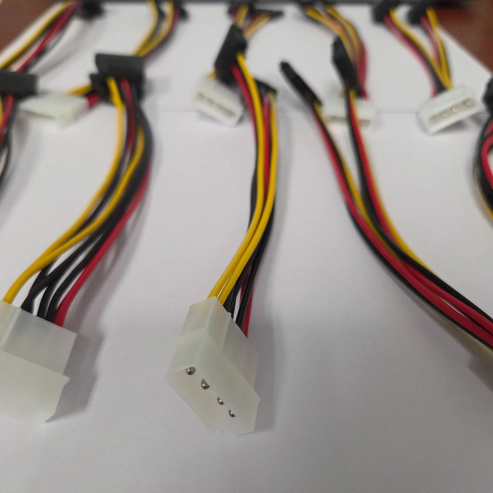 Lote de 10 machos fêmea 4 pinos adaptador de unidade de alimentação cabo para Molex IDE SATA - Imagem 2 de 4