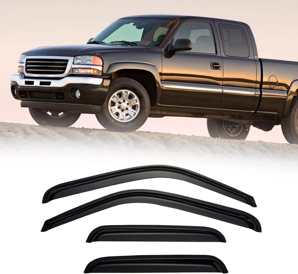Window Visors Rain Sun Guard for 1999-06 Chevy Silverado GMC Sierra Extended Cab Foto 2 de 4