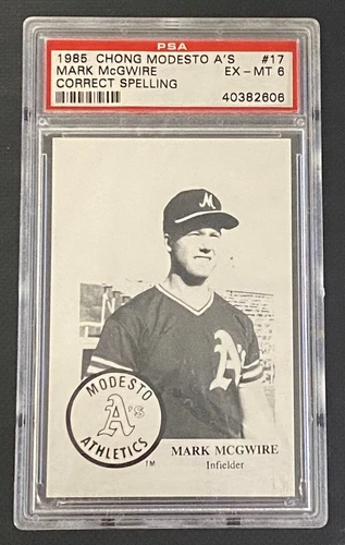 1-1985 Chong Modesto A's Correct Spellling Mark McGwire Athletics #17b PSA 6