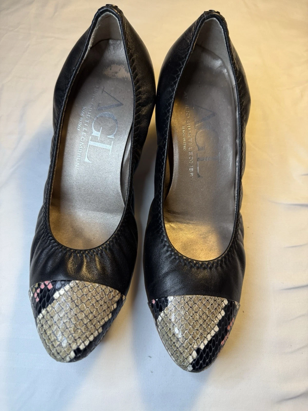 AGL Attilio Giusti Leombruni snakeskin Cap Toe Sz 39.5