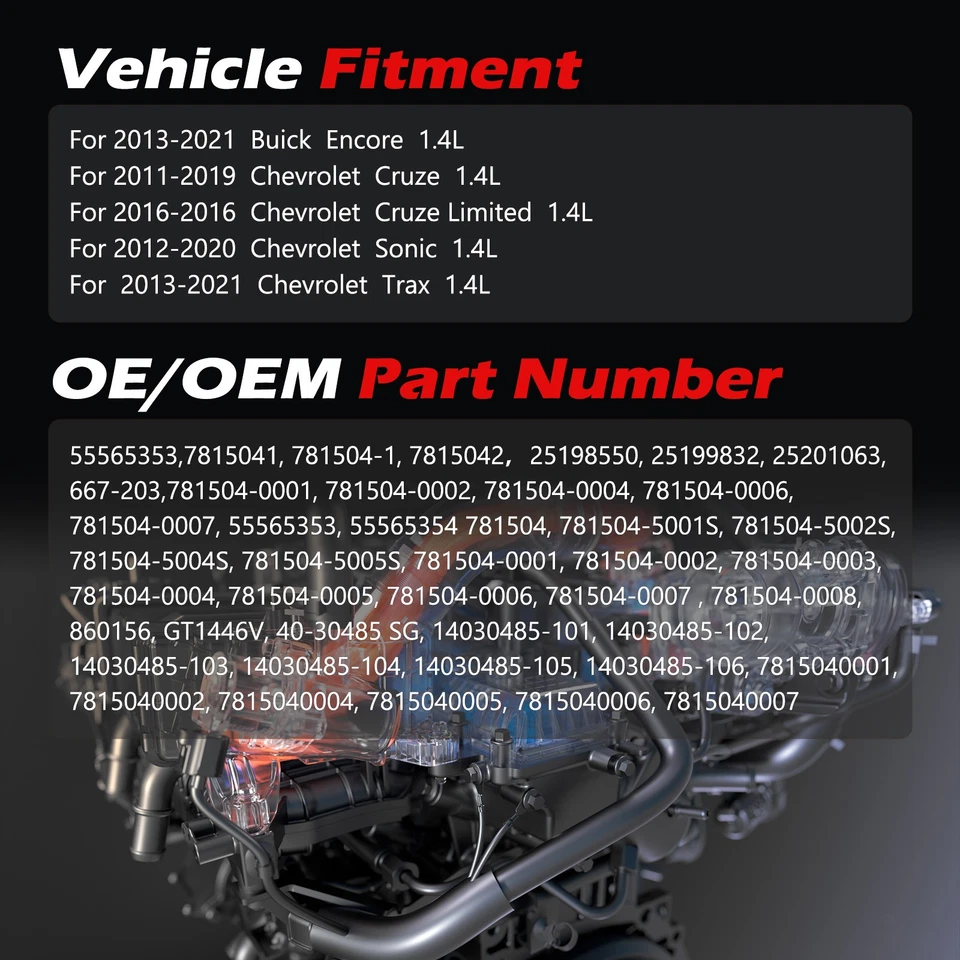 55565353 Turbo Turbocharger for Chevy Cruze Sonic Trax Buick Encore 1.4L 667-203 - Imagem 2 de 4