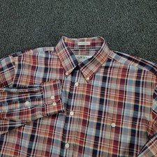 Orvis Shirt Men XL Red Plaid Long Sleeve Button Down Pocket Relaxed Fit Heavy