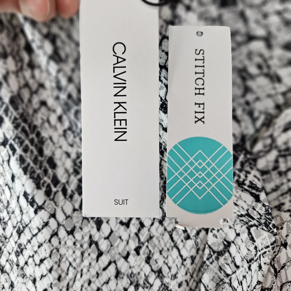 Calvin Klein Blouse Top Size L Long Sleeve Black White Snakeskin Print Shirt - Image 4 of 4