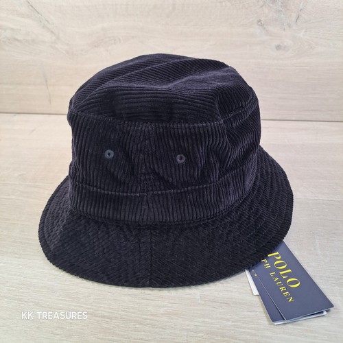 Polo Ralph Lauren Bucket Hat Classic Black Cord Corduroy Size S/M 58cm New - Picture 5 of 14