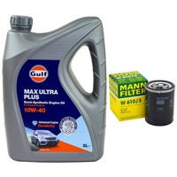 MotoröL Set Gulf Max Ultra Plus 10W-40 5 Liter + ÖLfilter FüR Citroen KIA Mazda