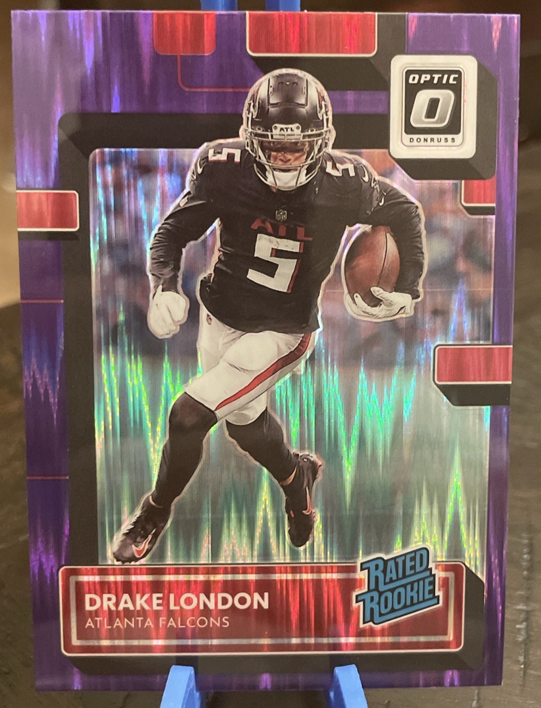 2022 Donruss Optic Drake London Purple Shock Rated Rookie #207 Falcons