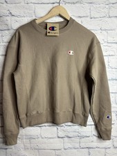 Champion Reverse Weave Sweatshirt Womens XS Tan Crewneck Logo New Streetwear