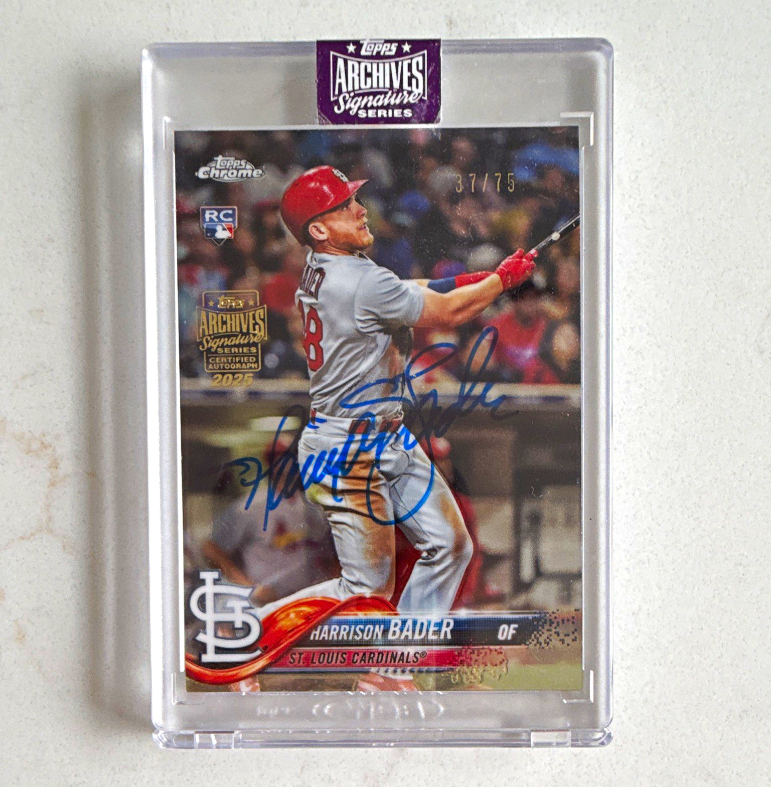 Topps Chrome 2018 Harrison Bader RC Auto 37/75 #40 Cardinals Archives Sig