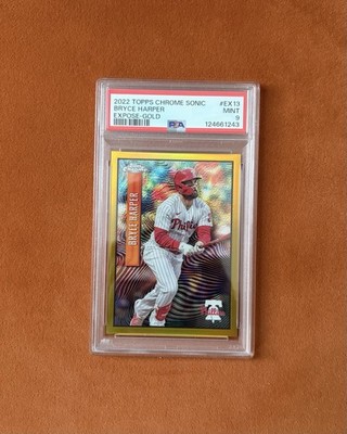 2022 Topps Chrome Sonic - Exposé Bryce Harper #EX-13 Gold 14/50 PSA 9