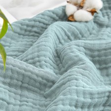 David's Home Cotton Muslin Blanket, Soft Cooling Summer, Queen, Teal Blue