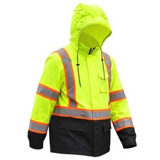 High Visibility Reflective Rain Jacket for Men, ANSI Class 3 Waterproof Hi Vi...