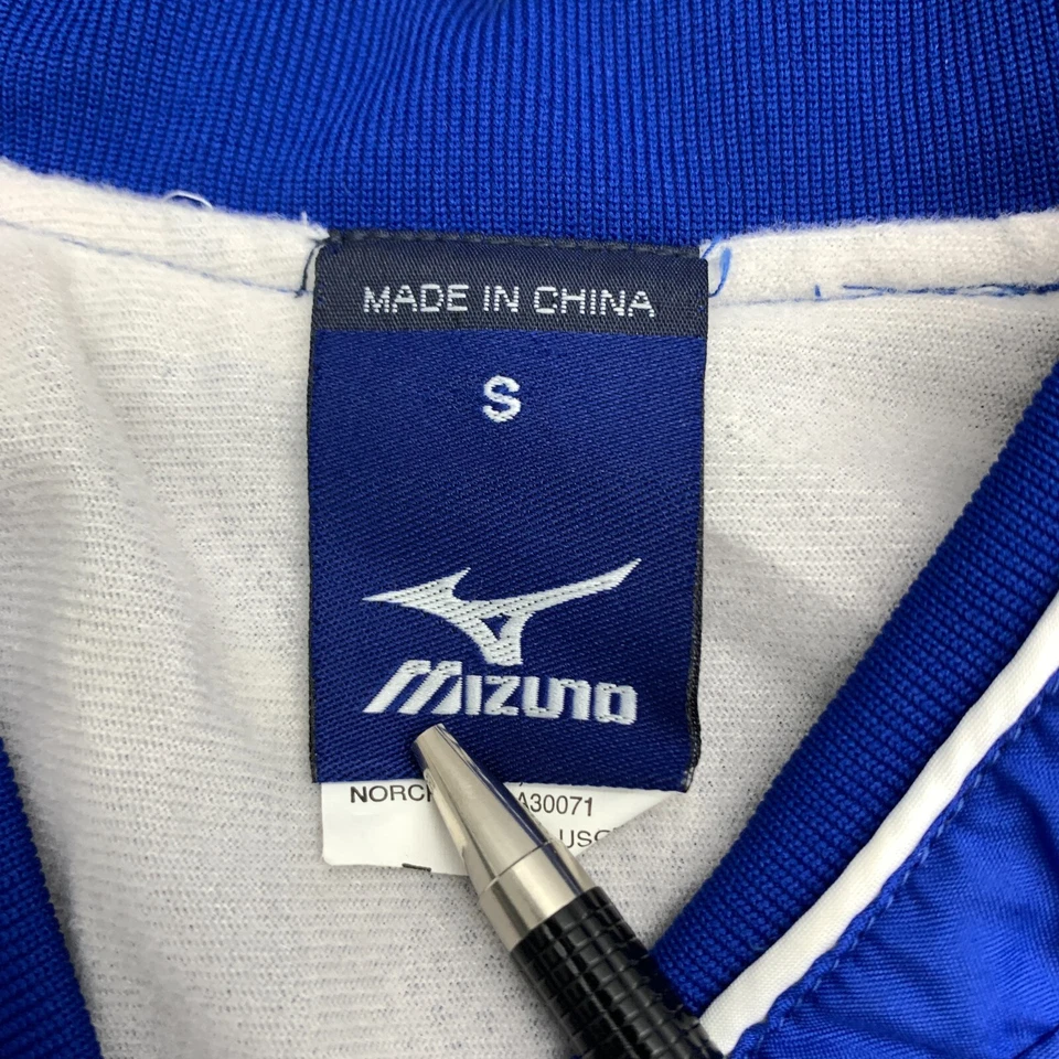 Chaqueta de béisbol Mizuno 1/4 cremallera para hombre pequeña manga larga azul ventilado poliéster Foto 2 de 4