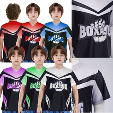 Kids Boys Tops Uniform T-shirt Soccer Sweatshirt Cosplay Tee Color Block Boxer