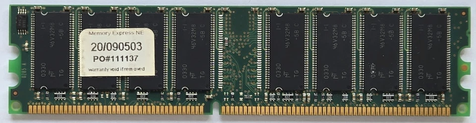 Crucial CT6464Z40B 512MB PC3200 DDR-400MHz CL3 DIMM Memory Module - Image 2 of 2