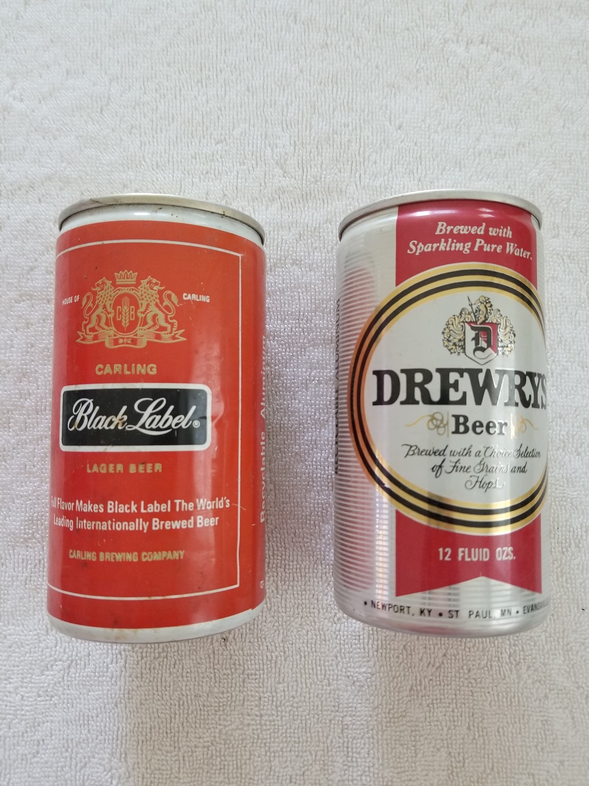 2 Zip Pull Tab Beer Cans Carling Black Label Drewrys Beer eBay