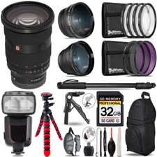 Sony Fe 24-70mm F/2.8 Gm Ii Lens - 3 Lens Kit + Monopod - 32gb Accessory Bundle