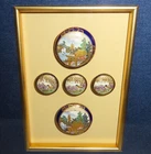 Outstanding Framed Antique Hand Painted Porcelain Satsuma Buttons