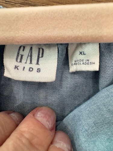 Girl's Gap Soft Chambray Short Puff Sleeve One Piece Romper, size large - Picture 7 of 10