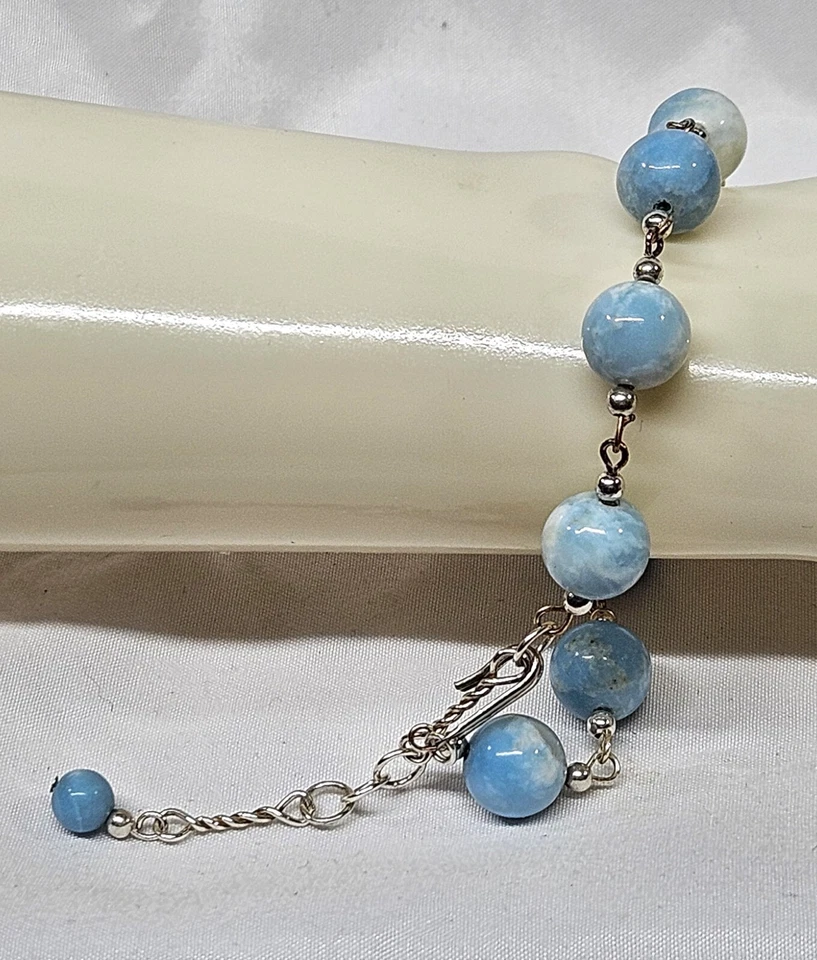 ARTISAN HAND CRAFTED LARIMAR 925 STERLING SILVER BRACELET 8 IN W/ 2 IN EXTENSION - Image 2 of 3