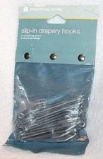 Essential Home 0.1" Drop Slip-In Drapery Hooks  14 Pcs