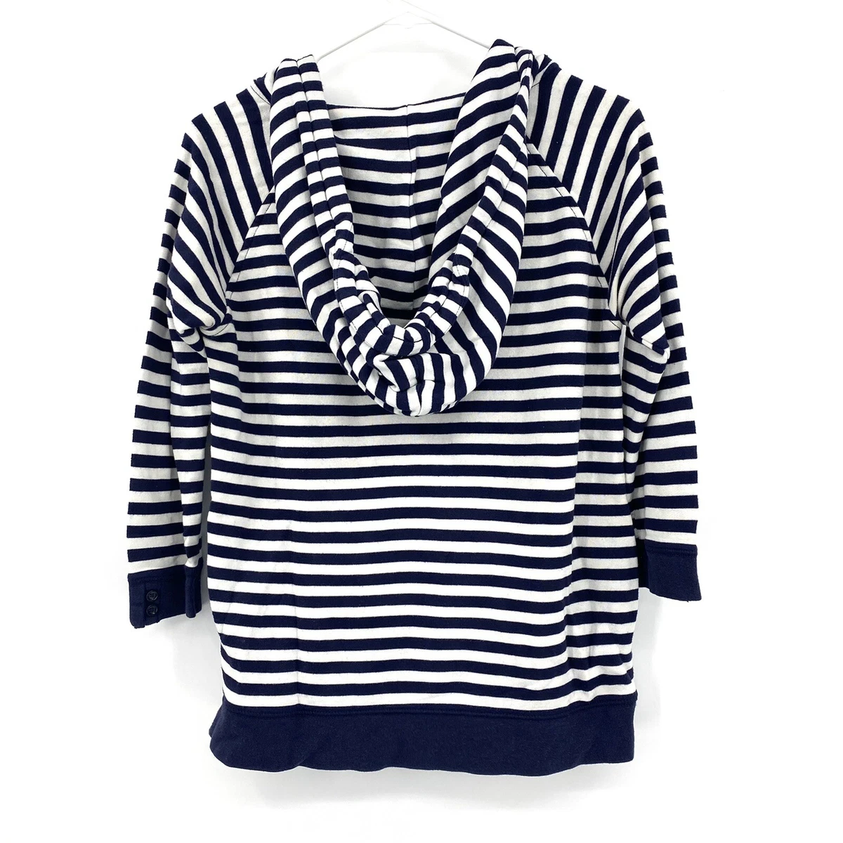Navy and sale white striped hoodie