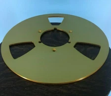 Burlington Recording 10.5" GOLD NAB METAL FLANGES-PAIR w/ 1/4" Hardware RTM ATR