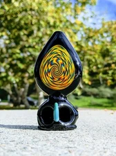 4" Dual Bowl Neon Owl Wig Wag Premium Quality Glass Tobacco Smoking Hand Pipe