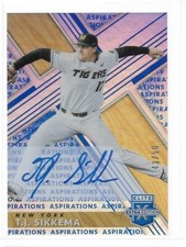 2019 Elite Extra Edition Autographs Aspirations Blue #38 T.J. Sikkema /50 Yankee