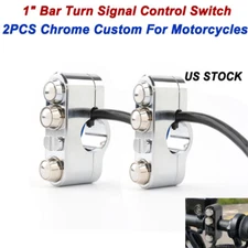 2x 1" 25mm Chrome Handlebar Turn Signal Horn Light Control Switch For Harley