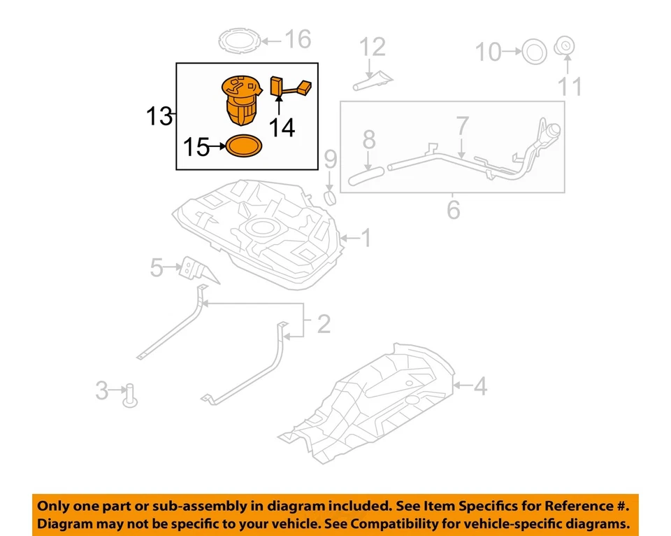 Used Fuel Pump fits: 2011 Ford Fusion Pump Assembly 2.5 Grade A Foto 3 de 4