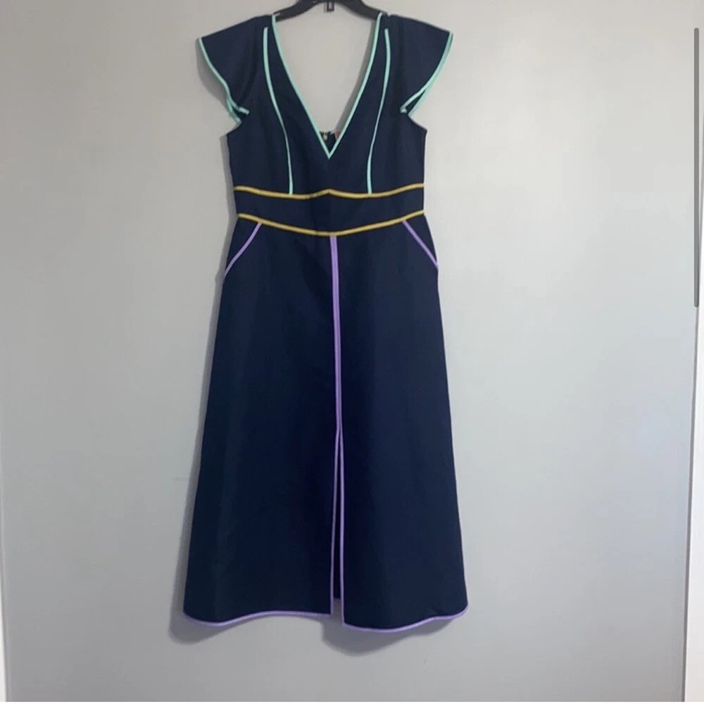 Abito Kate Spade lino orlo a contrasto 0