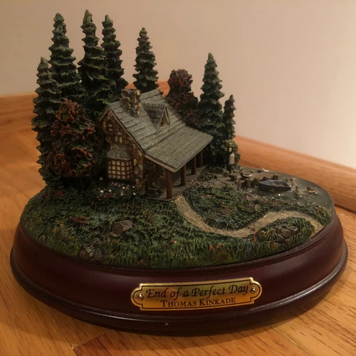 "The End of a Perfect Day" Lighted Figurine Hardwood Base Limited Edition A5953