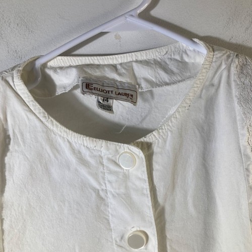 Womens Vintage LE Elliott Lauren White Lace Prairie Dress 14 Tiered Ruffled - Picture 4 of 12