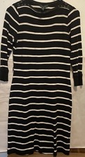 LRL Lauren Ralph Lauren 3/4 Sleeve MIDI Dress Size Small 100% Cotton Stripped