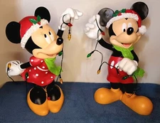 Enesco Disney Showcase Christmas Santa MICKEY & MINNIE Mouse LIGHTED Figurine 