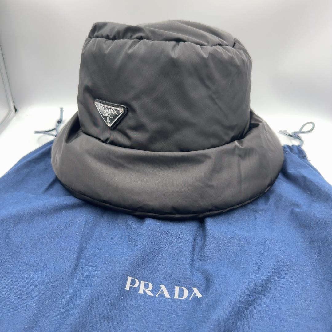 ★PRADA★ Triangle Logo Padded Nylon Bucket Hat Black 2HC248 Prada bucket hat nylon black XL size 2HC248 | eBay