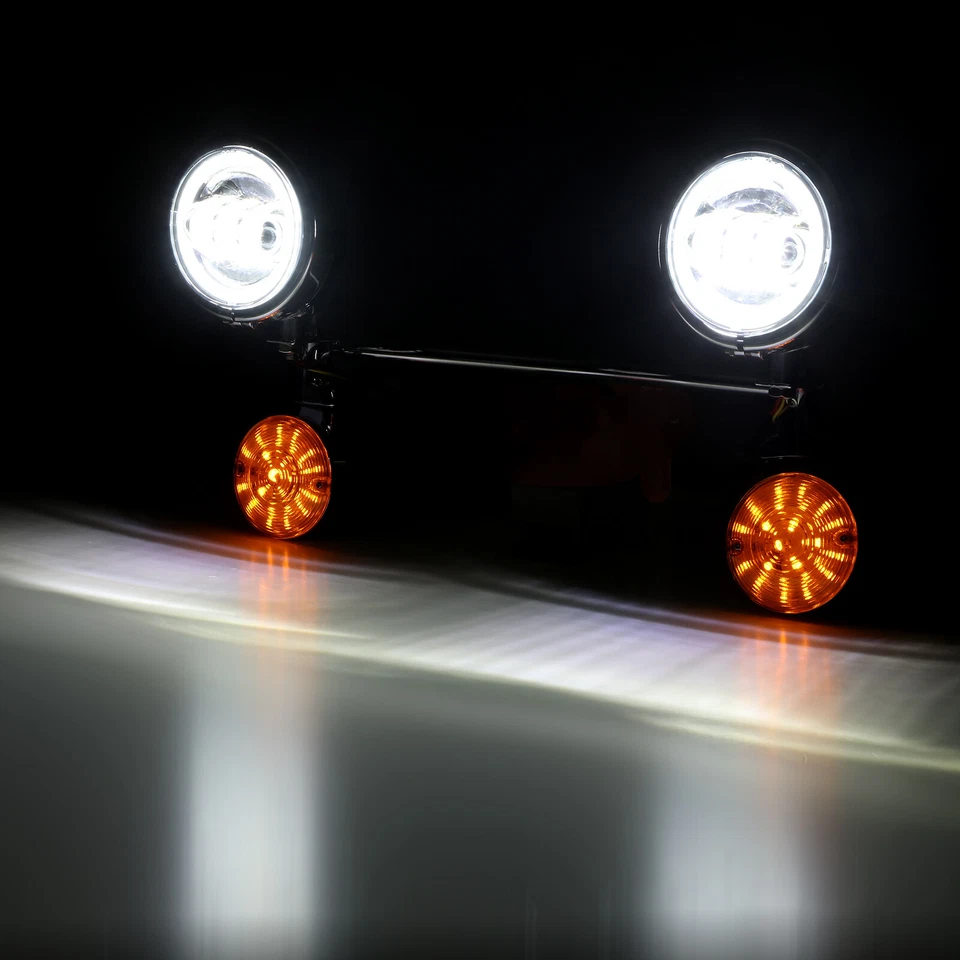 Farol de LED 7 polegadas e luzes de passagem de neblina 4,5" para Harley Road King Ultra Classic - Imagem 4 de 4