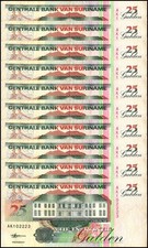 Suriname 25 Gulden, 1991-1998, P-138, Used X 10 PCS