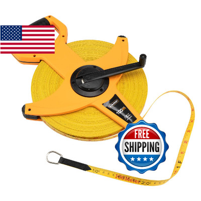 LAND 300FT/91M Heavy Duty Fiberglass Tape Measure - 1/2-Inch Wide, Dual Inch/Met