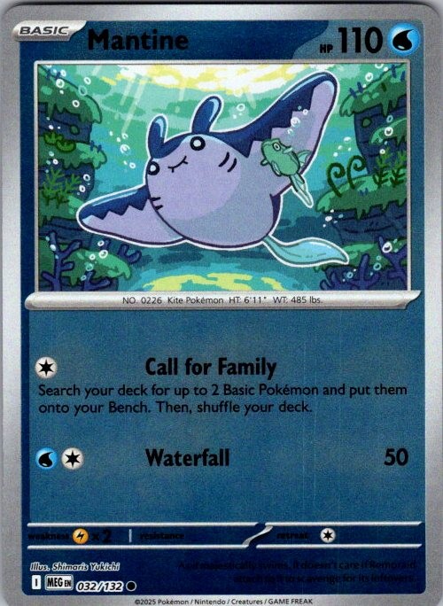 MANTINE 032/132 MEGA EVOLUTION REVERSE HOLO POKEMON