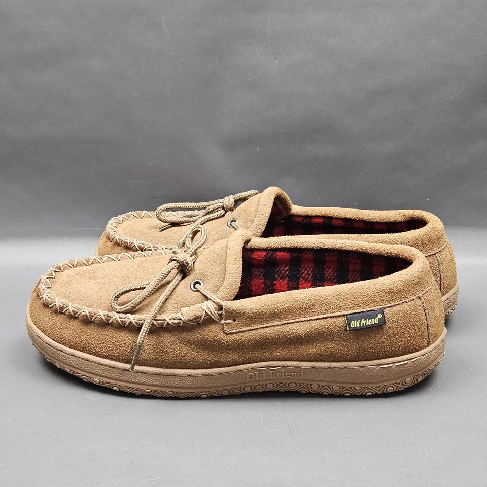 Old Friend Wisconsin Mocasín Zapatos Para Hombres 9 Marrón Gamuza Zapatillas Cuadros Foto 4 de 4