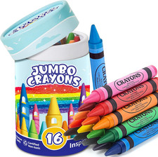 16 Colors Jumbo Crayons for Toddlers, Washable Easy to Hold Large Crayons for Ki
